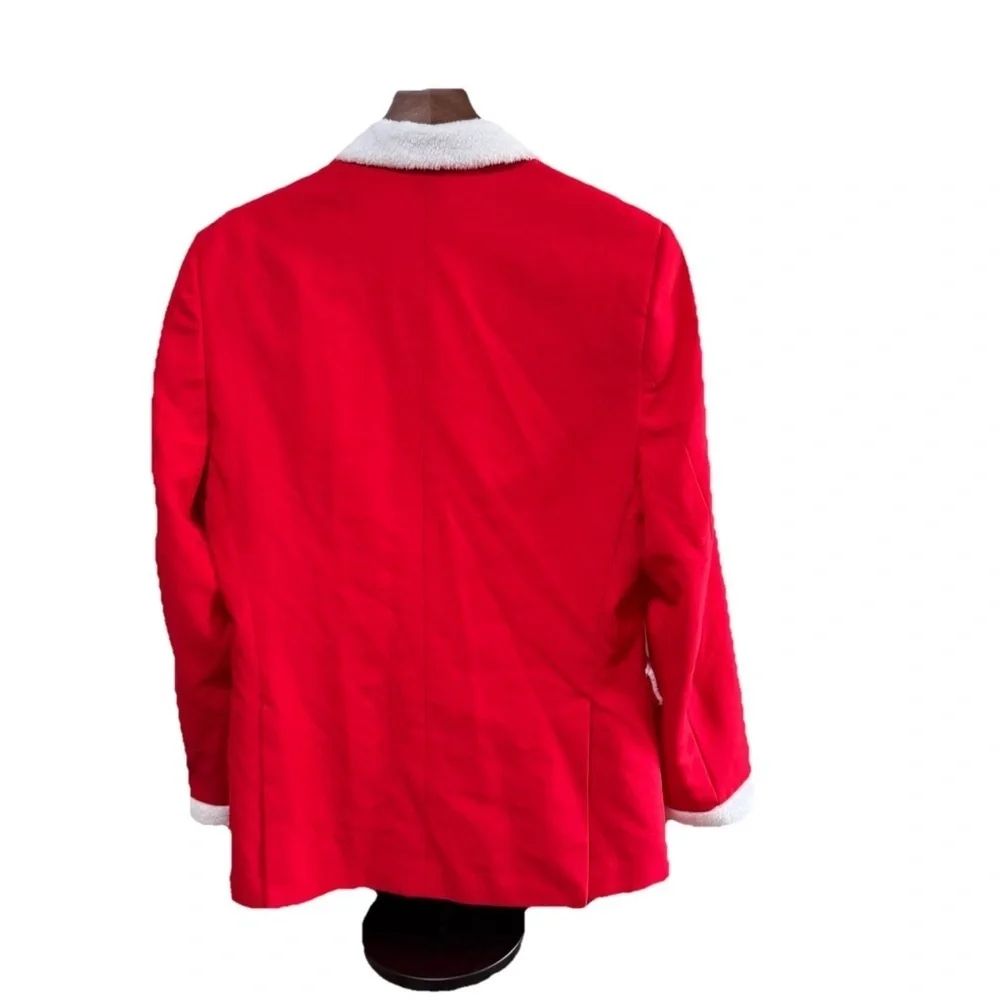Tipsy Elves Red White Furry Santa Blazer Jacket Men 38 (S) Christmas Party $100
